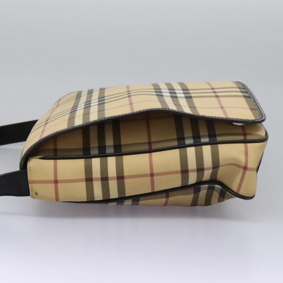 BURBERRY Nova Check Shoulder Bag PVC Beige Silver Auth 115053 - Picture 6 of 16